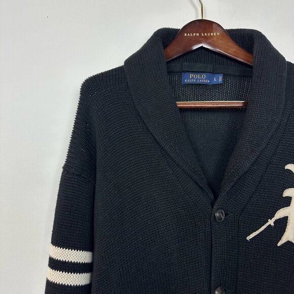Polo Ralph Lauren P Wing Shawl Neck Cardigan Sweater Rowing Club Large - Picture 3 of 12